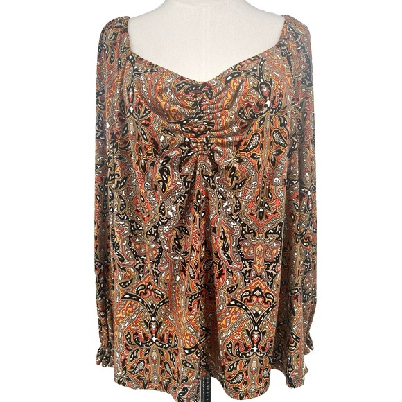 Michael Kors Tops - Michael Kors Women's Plus 2X‎ Blouson Shirt Paisley Ruched Chest Soft Knit NEW